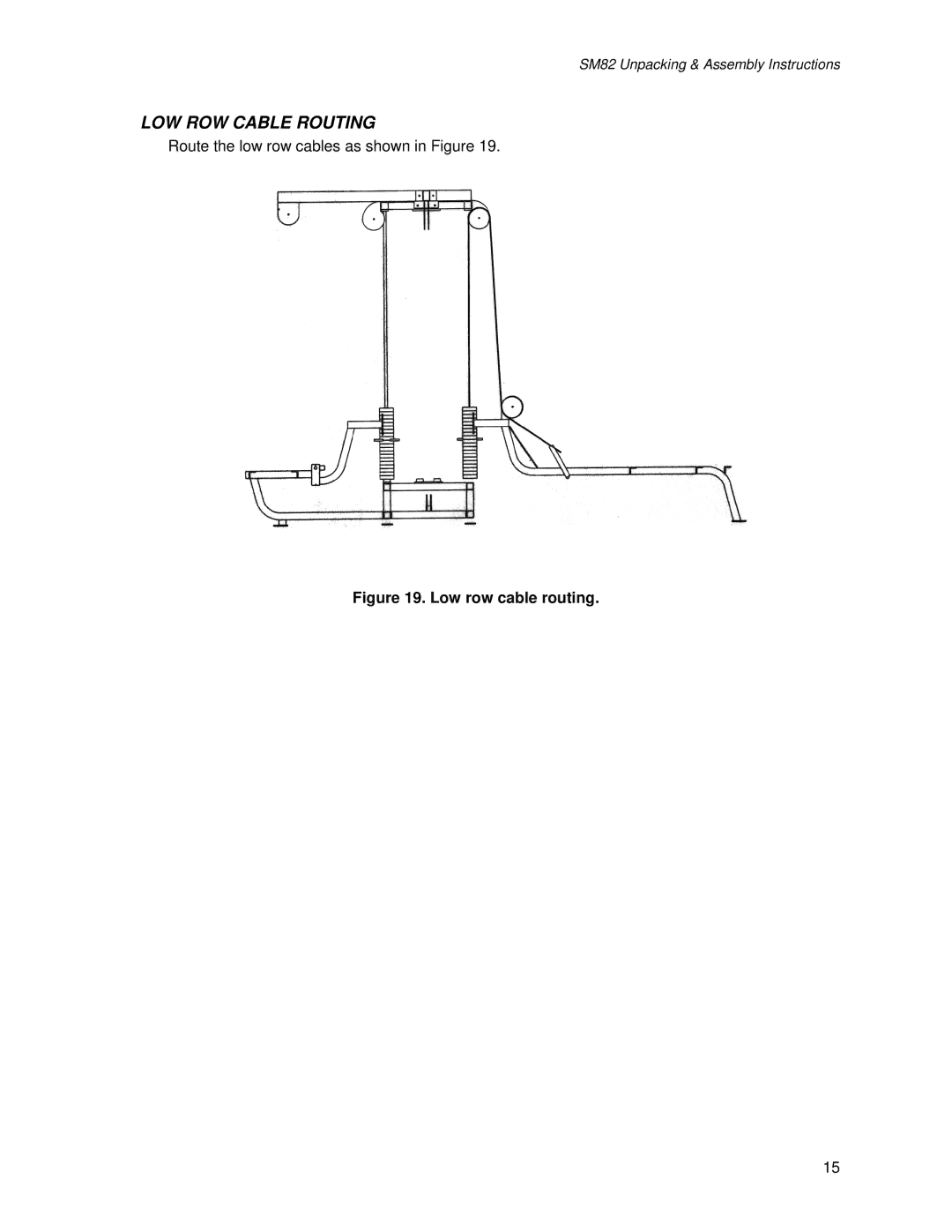 Life Fitness SM82 manual LOW ROW Cable Routing, Low row cable routing 