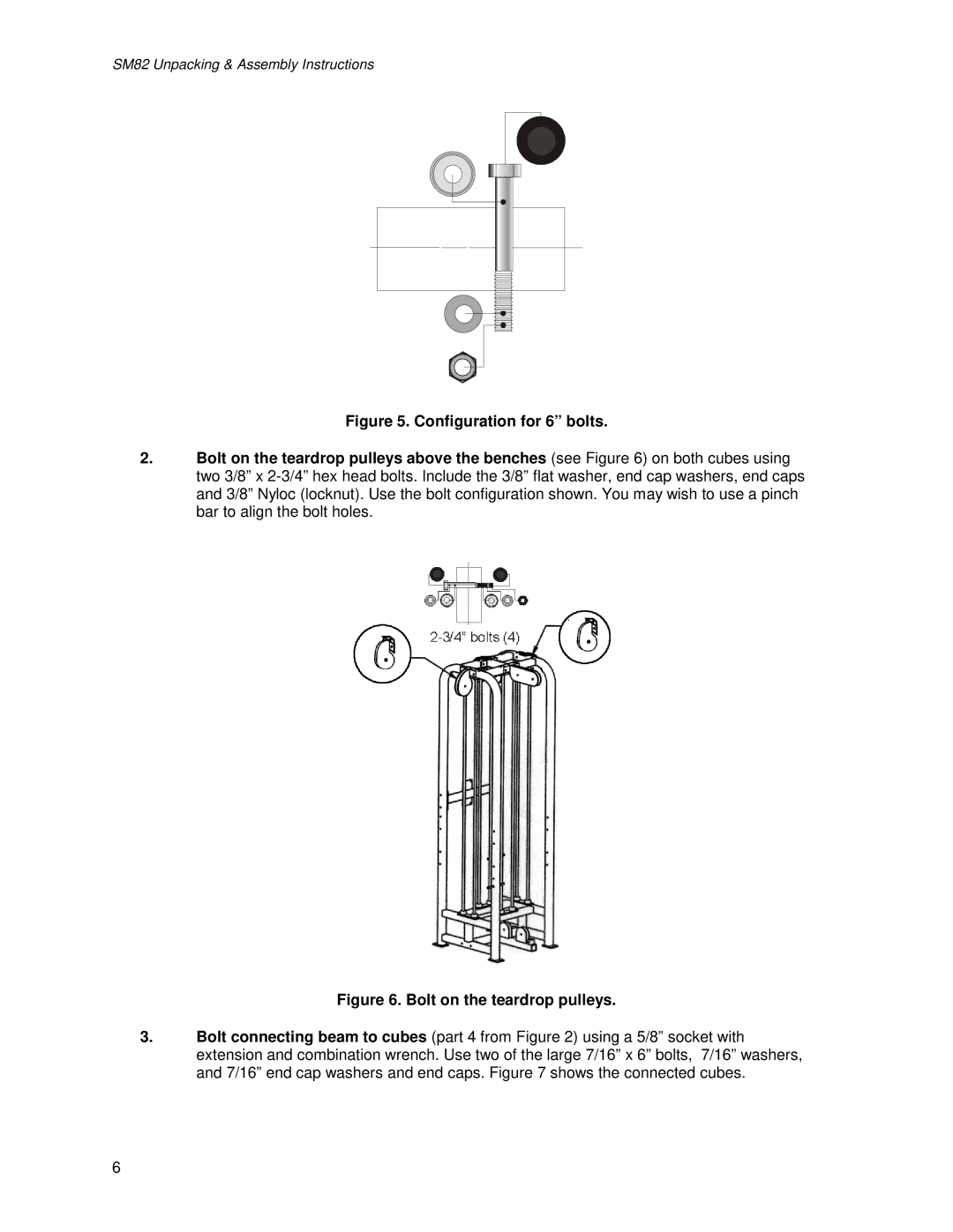 Life Fitness SM82 manual Bolt on the teardrop pulleys 