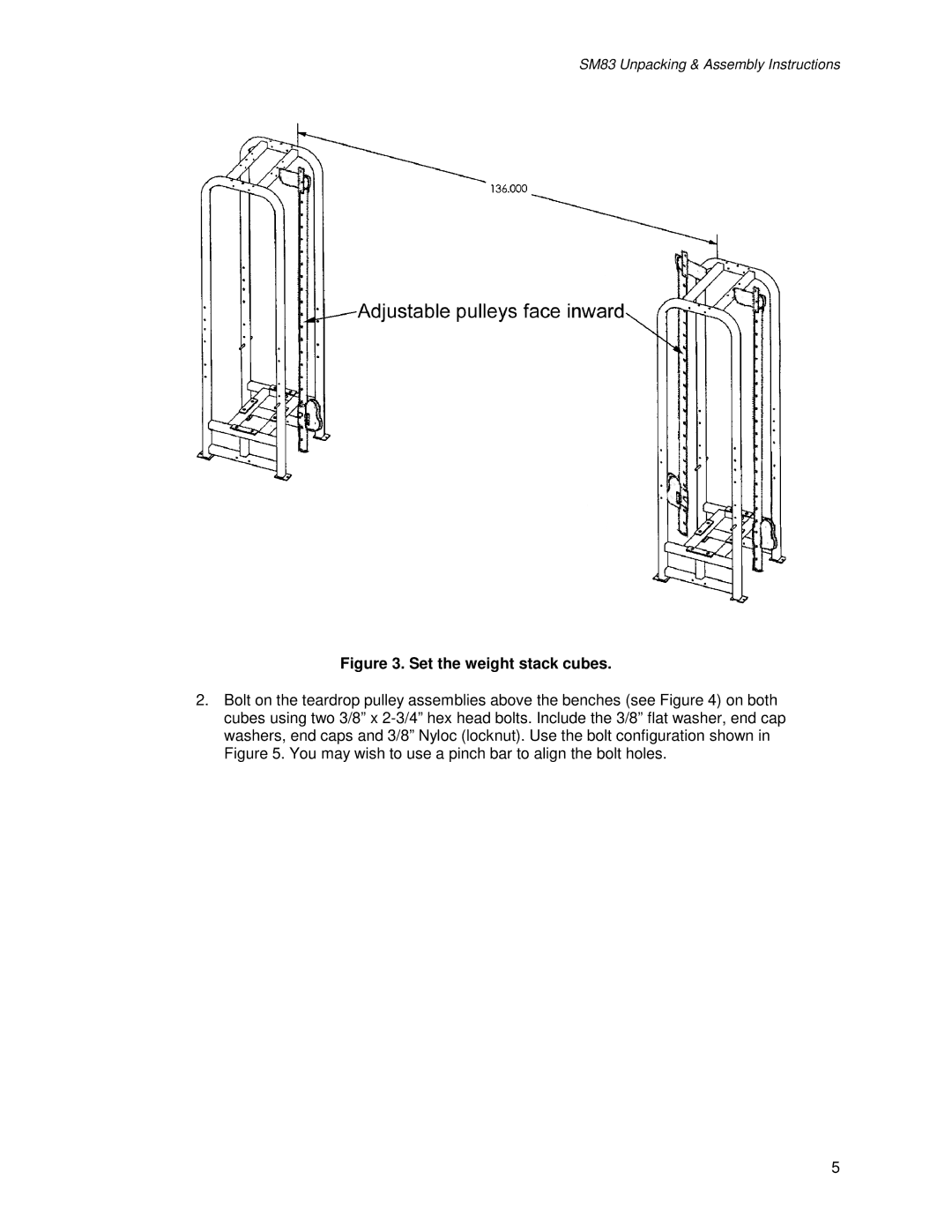 Life Fitness SM83 manual Set the weight stack cubes 