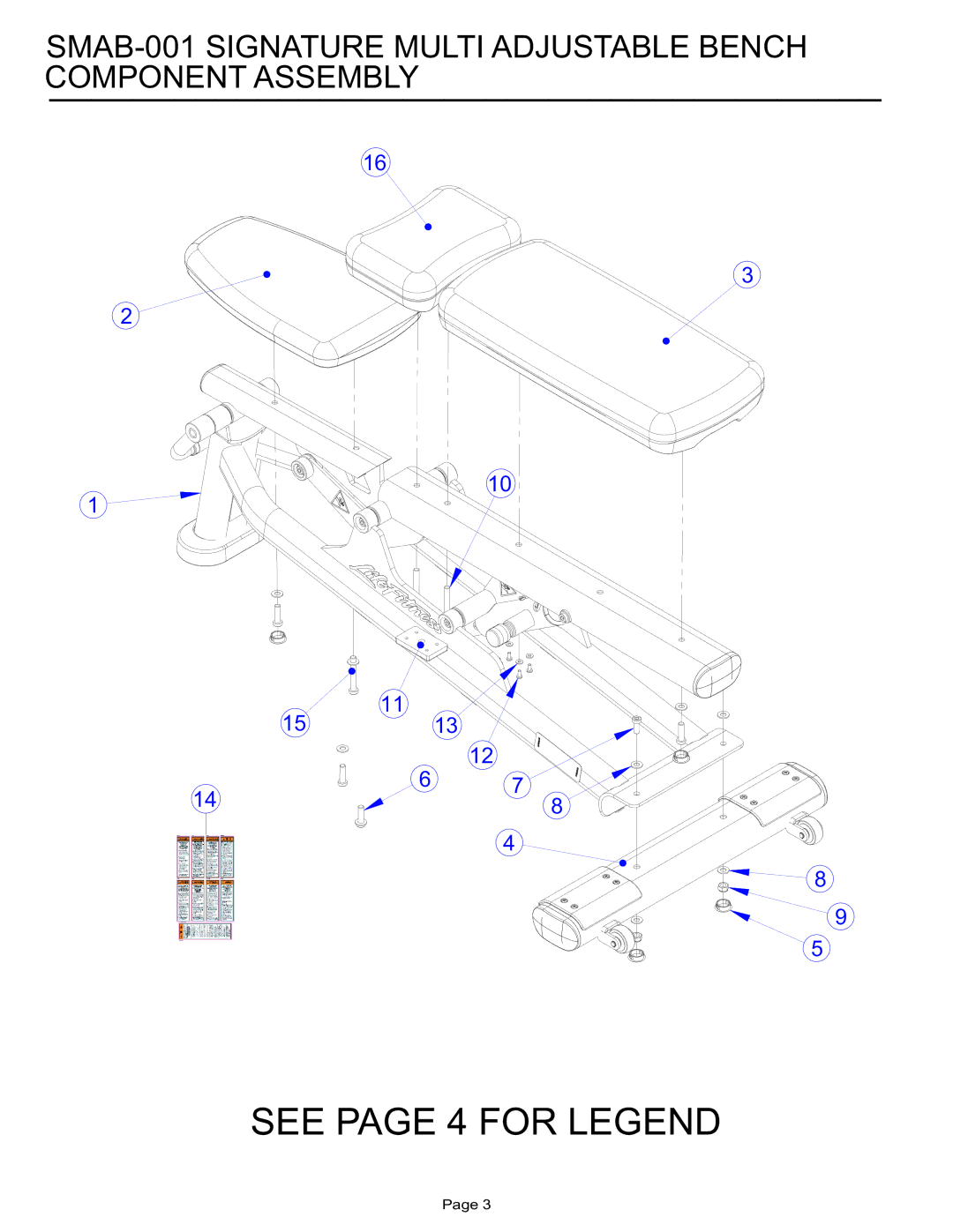 Life Fitness SMAB-001 manual See page 4 for Legend 