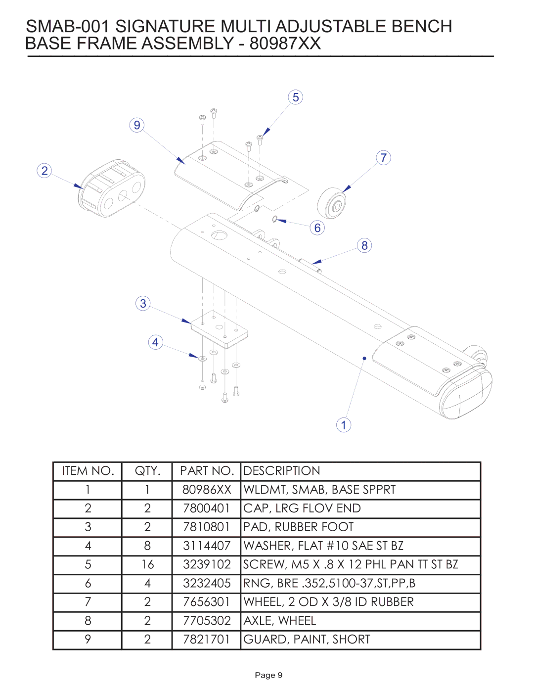 Life Fitness SMAB-001 manual Item no QTY Description 