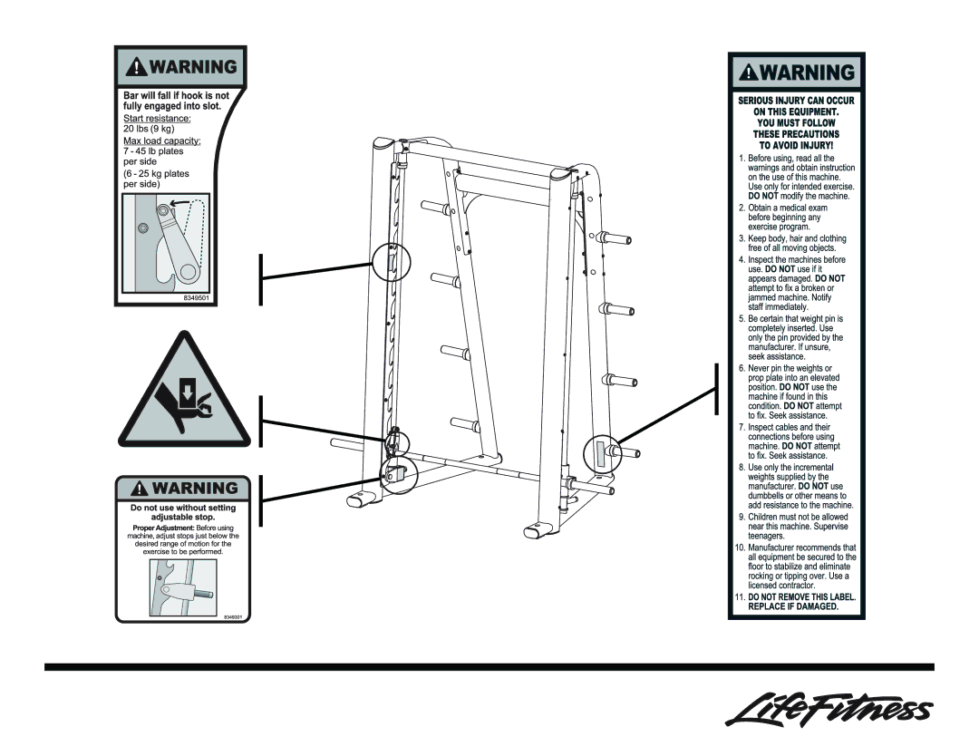 Life Fitness Smith Machine owner manual 