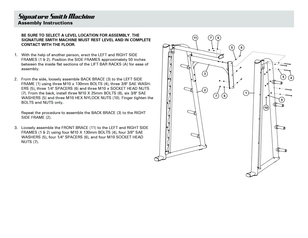 Life Fitness owner manual Signature Smith Machine 