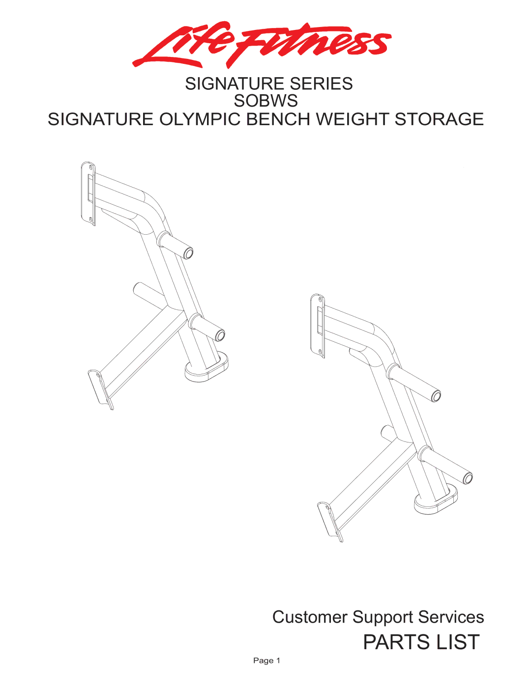 Life Fitness SOBWS manual Parts List 