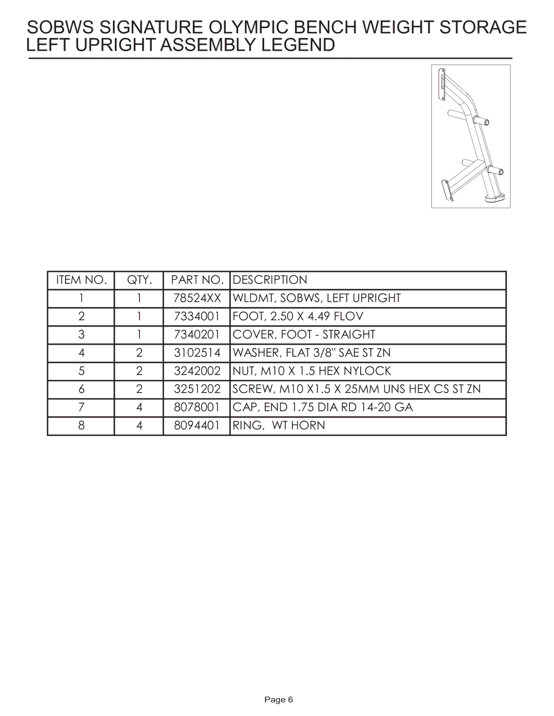 Life Fitness manual WLDMT, SOBWS, Left Upright 