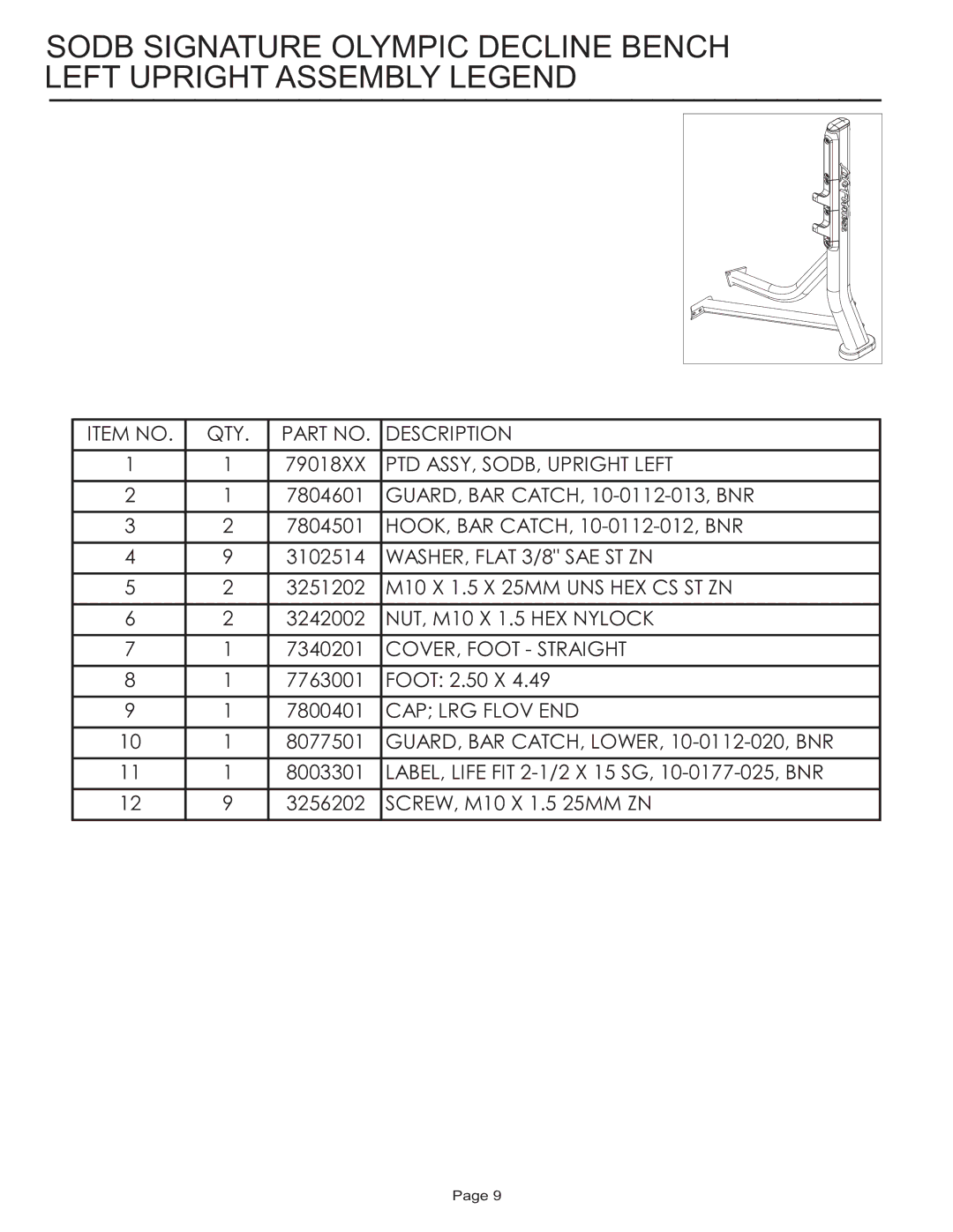 Life Fitness SODB manual Foot 2.50 X 7800401 