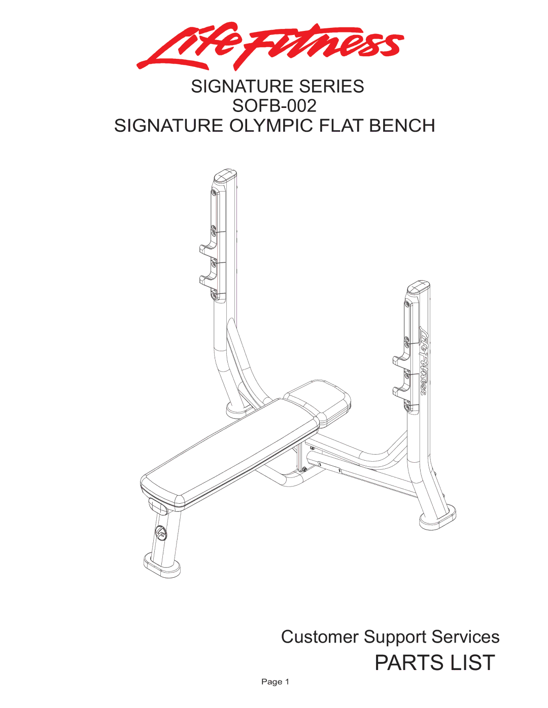 Life Fitness SOFB-002 manual Parts List 