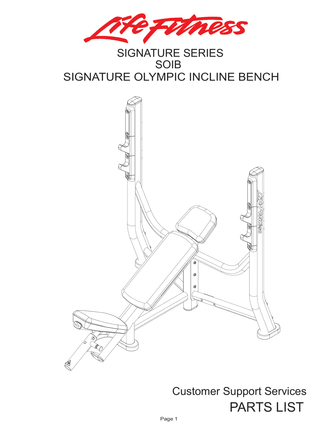 Life Fitness SOIB manual Parts List 