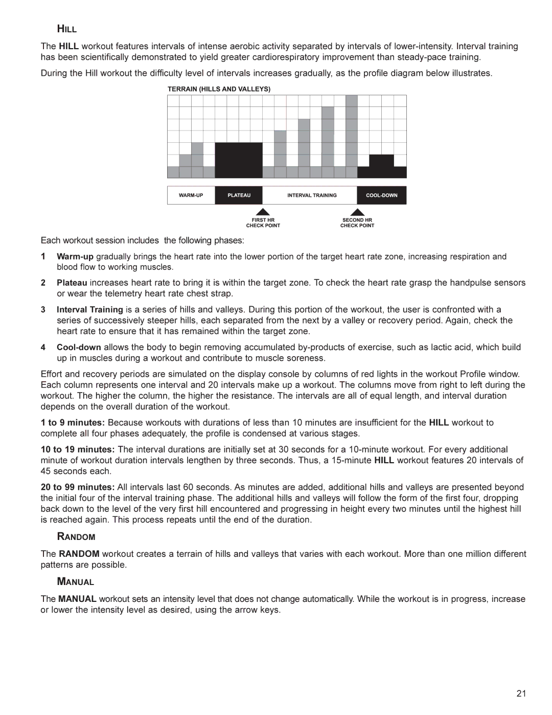 Life Fitness SR70 user manual Hill 