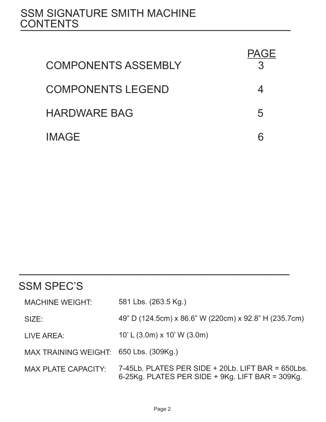 Life Fitness SSM manual Machine Weight 