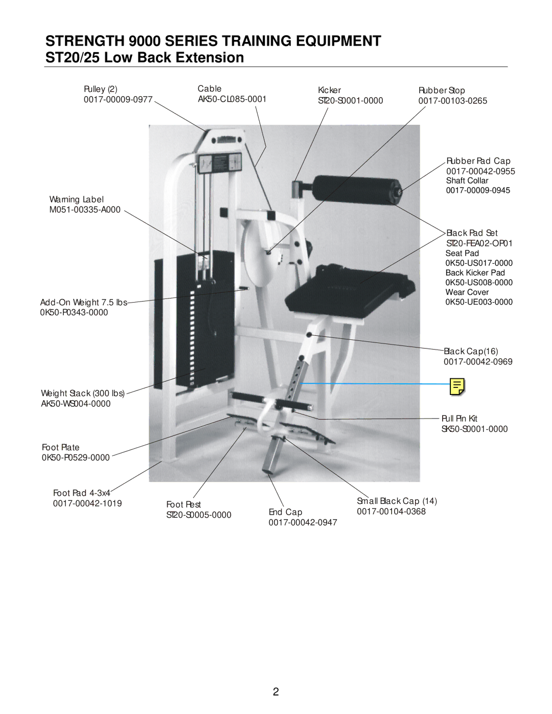 Life Fitness ST25 manual Black Pad Set ST20-FEA02-OP01 