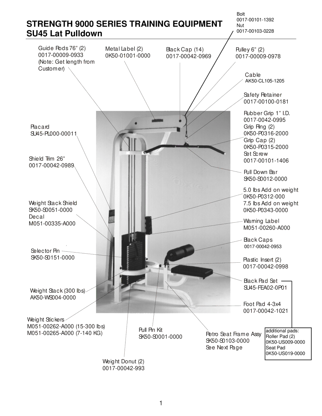 Life Fitness manual Strength 9000 Series Training Equipment SU45 Lat Pulldown 