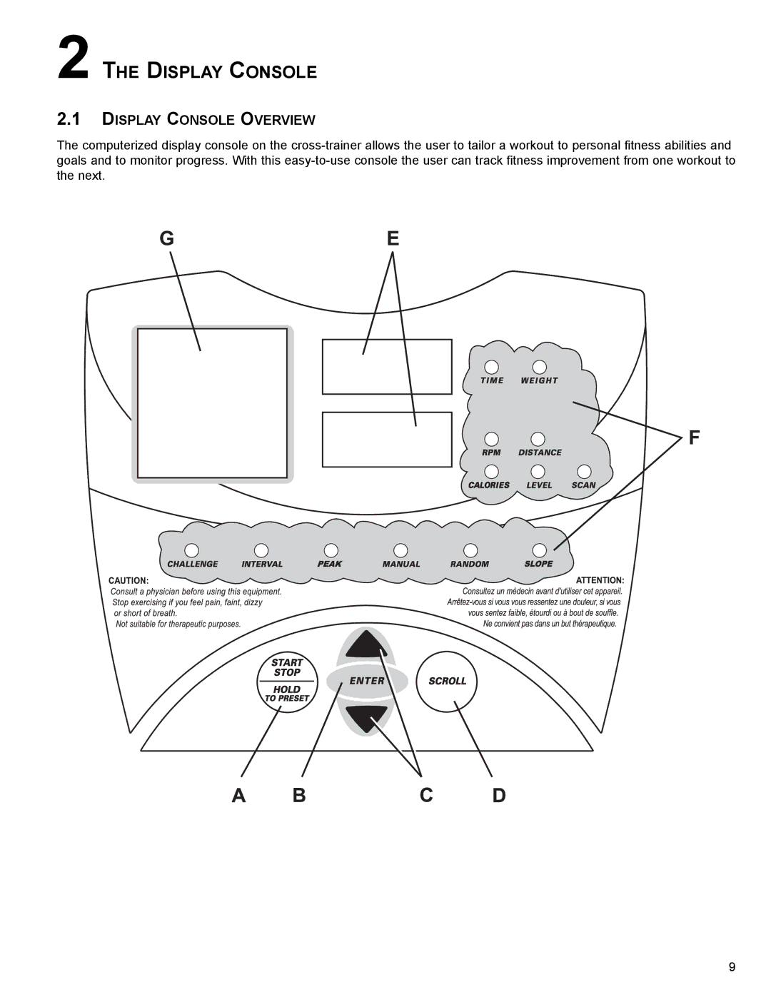 Life Fitness SX30 user manual Display Console Overview 