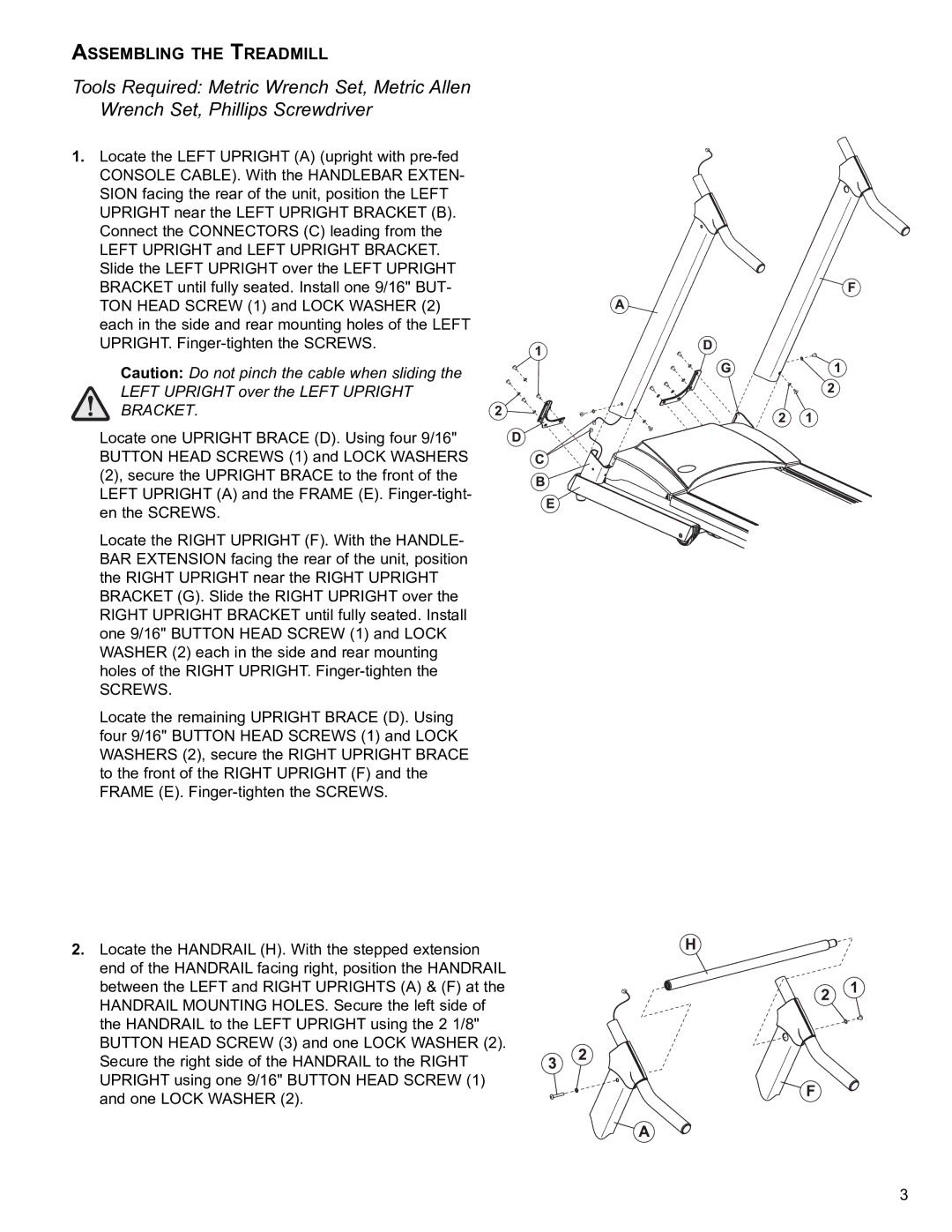 Life Fitness T250 user manual Assembling the Treadmill, Bracket 