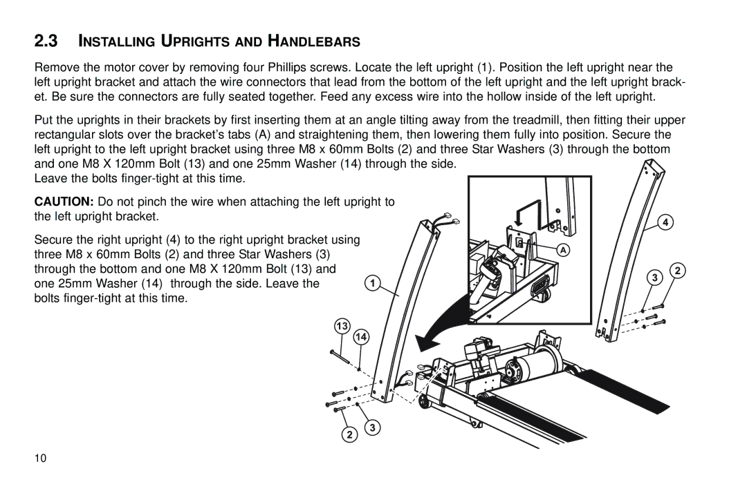 Life Fitness T3 user manual Installing Uprights and Handlebars 