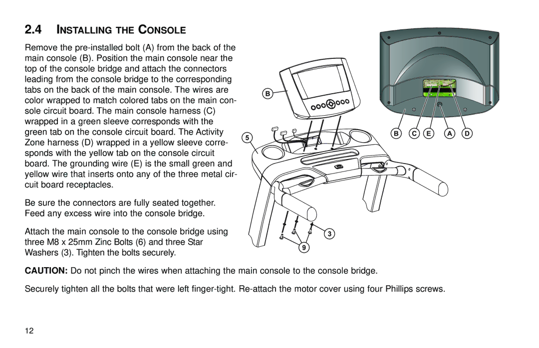 Life Fitness T3 user manual Installing the Console 