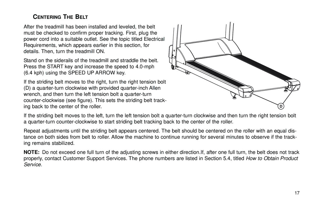 Life Fitness T3 user manual Centering the Belt 