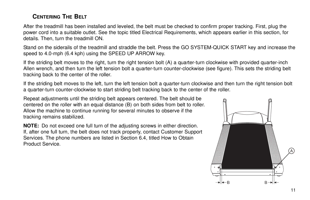 Life Fitness T30/T35 user manual Centering the Belt 