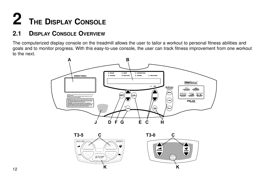 Life Fitness T30/T35 user manual Display Console Overview 