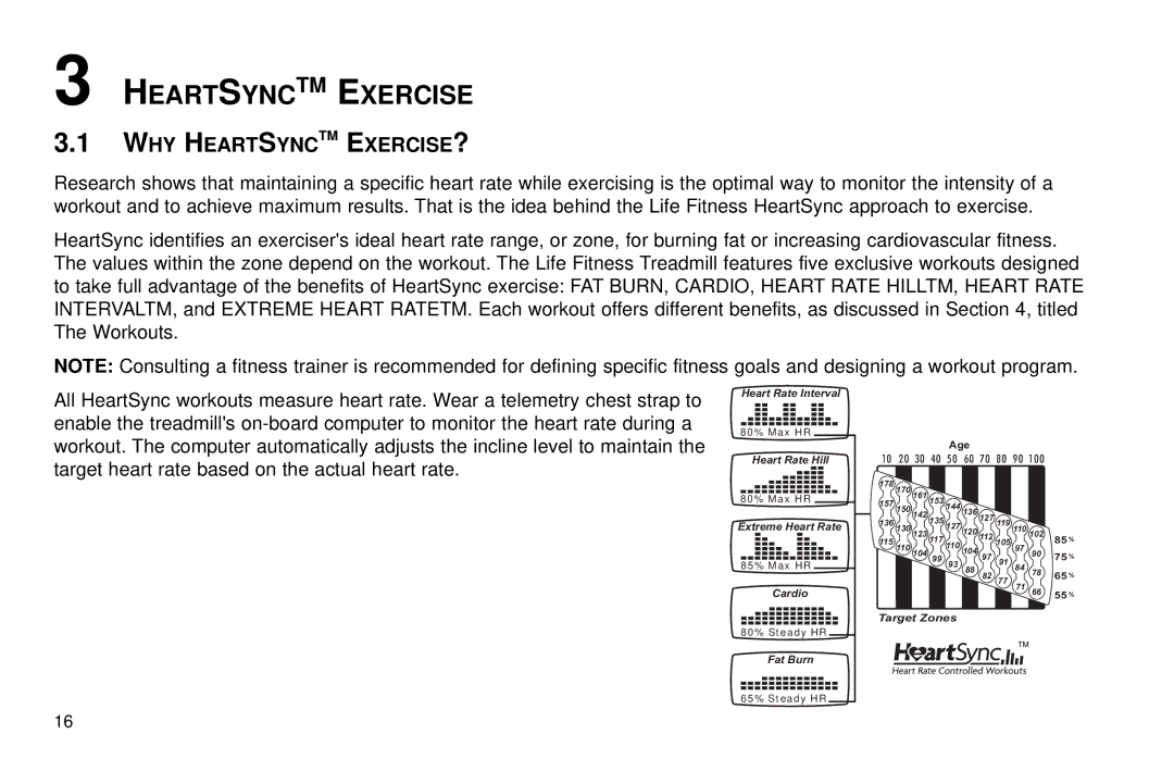 Life Fitness T30/T35 user manual Heartsynctm Exercise, WHY Heartsynctm EXERCISE? 