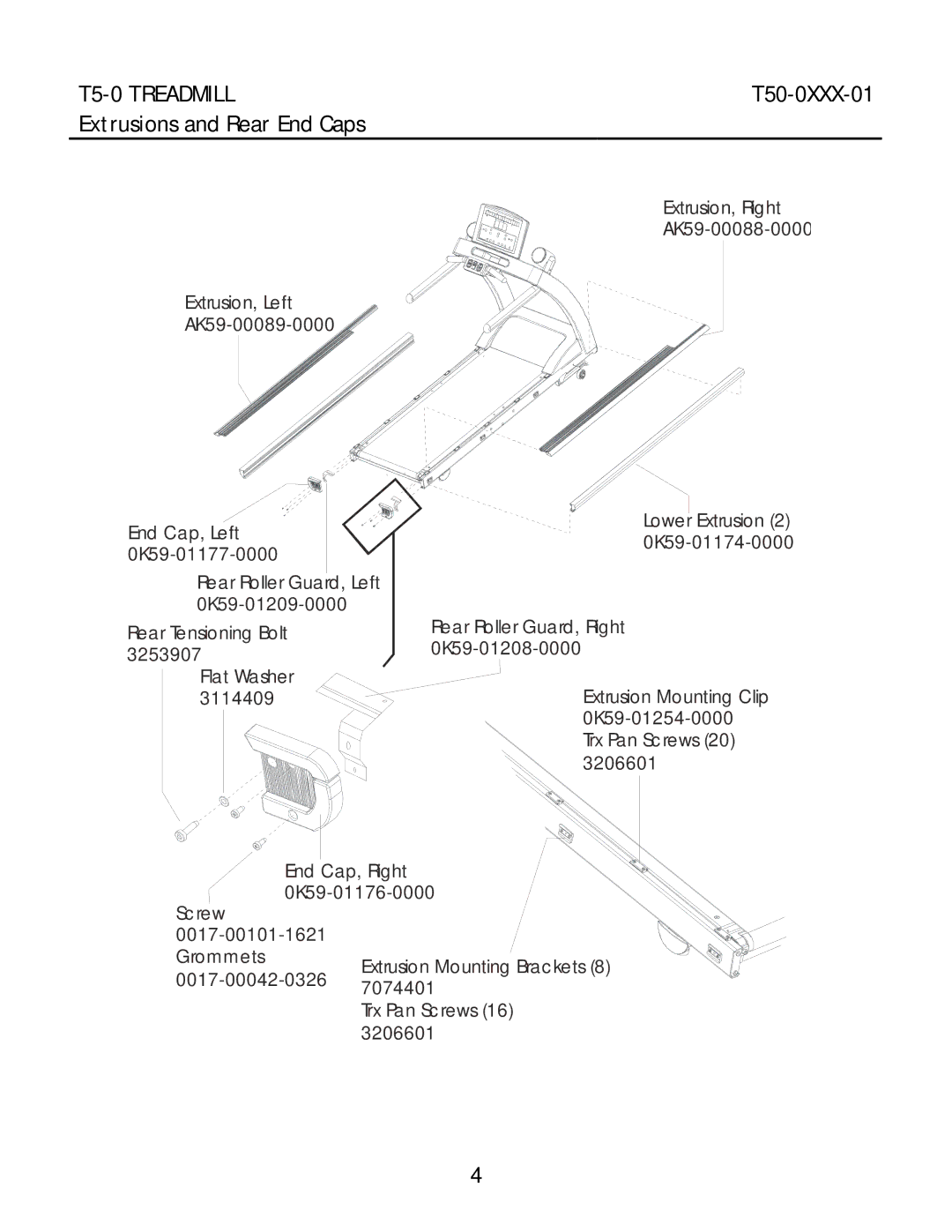 Life Fitness T5-0 manual Extrusions and Rear End Caps 