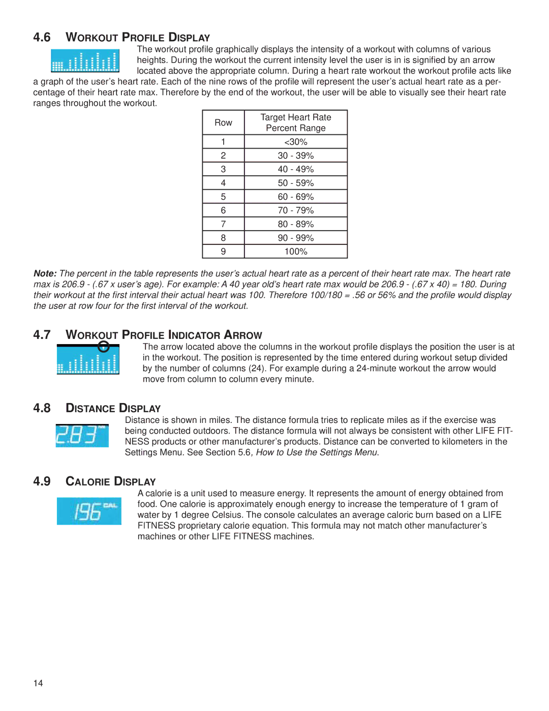 Life Fitness M051-00K59-0014 Workout Profile Display, Workout Profile Indicator Arrow, Distance Display, Calorie Display 