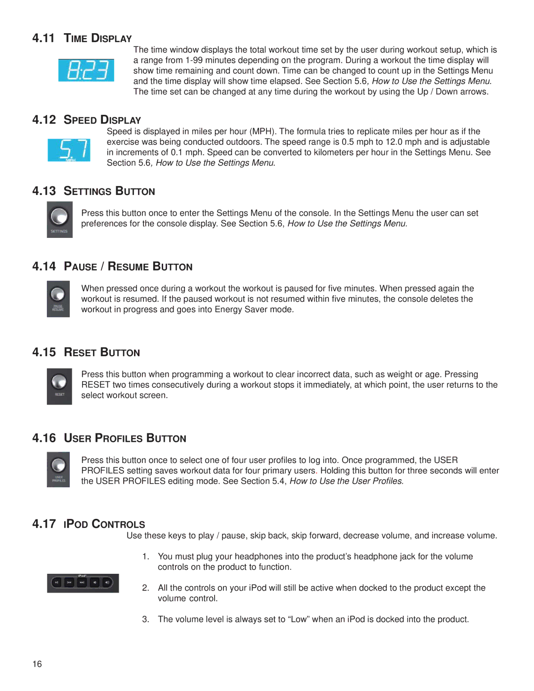 Life Fitness M051-00K59-0014, T5 Time Display, Speed Display, Settings Button, Pause / Resume Button, Reset Button 