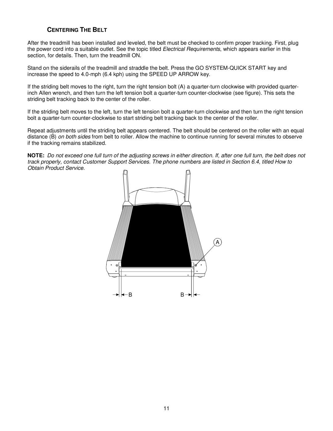 Life Fitness T5I, T3i manual Centering the Belt 