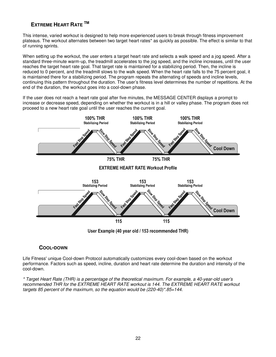 Life Fitness T3i, T5I manual Extreme Heart Rate TM, Cool-Down 