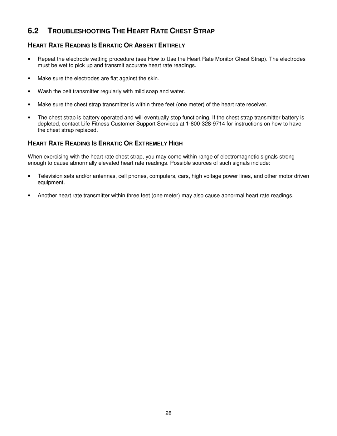Life Fitness T3i, T5I manual Troubleshooting the Heart Rate Chest Strap, Heart Rate Reading is Erratic or Absent Entirely 