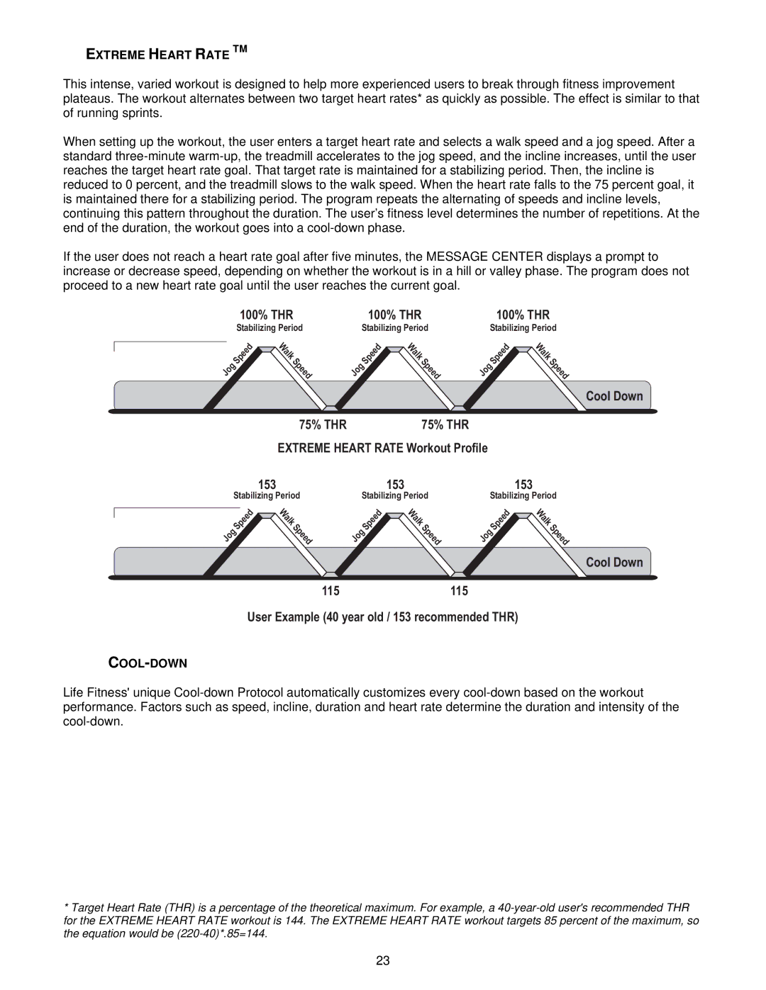 Life Fitness T5iw, T3i operation manual Extreme Heart Rate TM, Cool-Down 