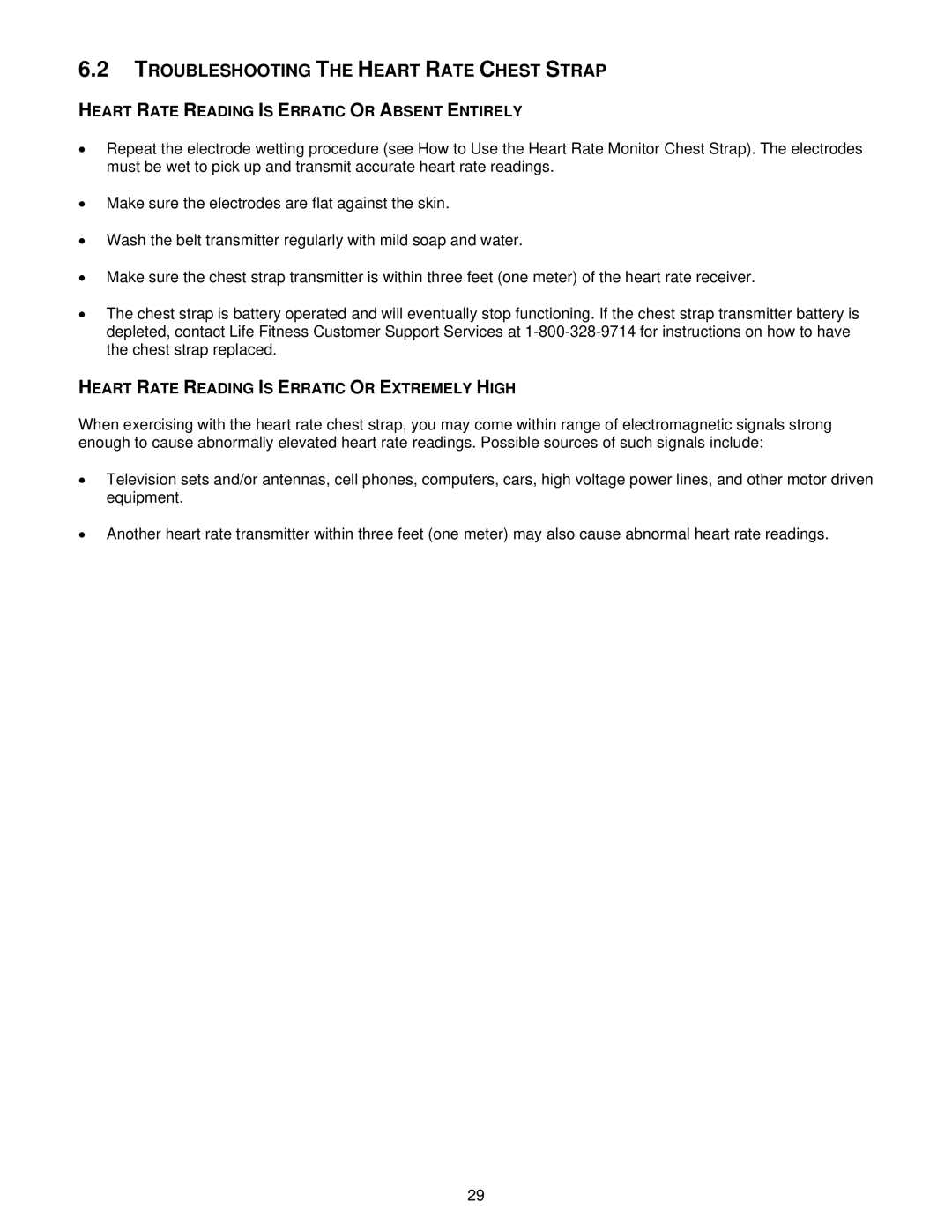 Life Fitness T5iw, T3i Troubleshooting the Heart Rate Chest Strap, Heart Rate Reading is Erratic or Absent Entirely 