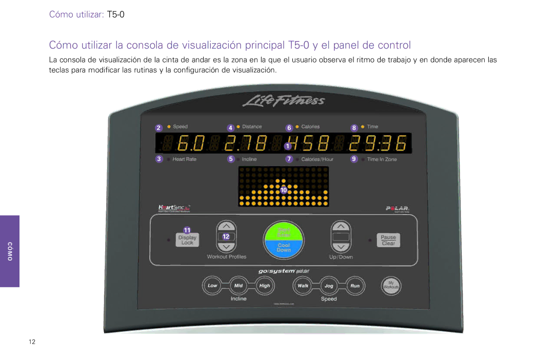 Life Fitness T7-0.T Series, T5-5 y manual Cómo utilizar T5-0 