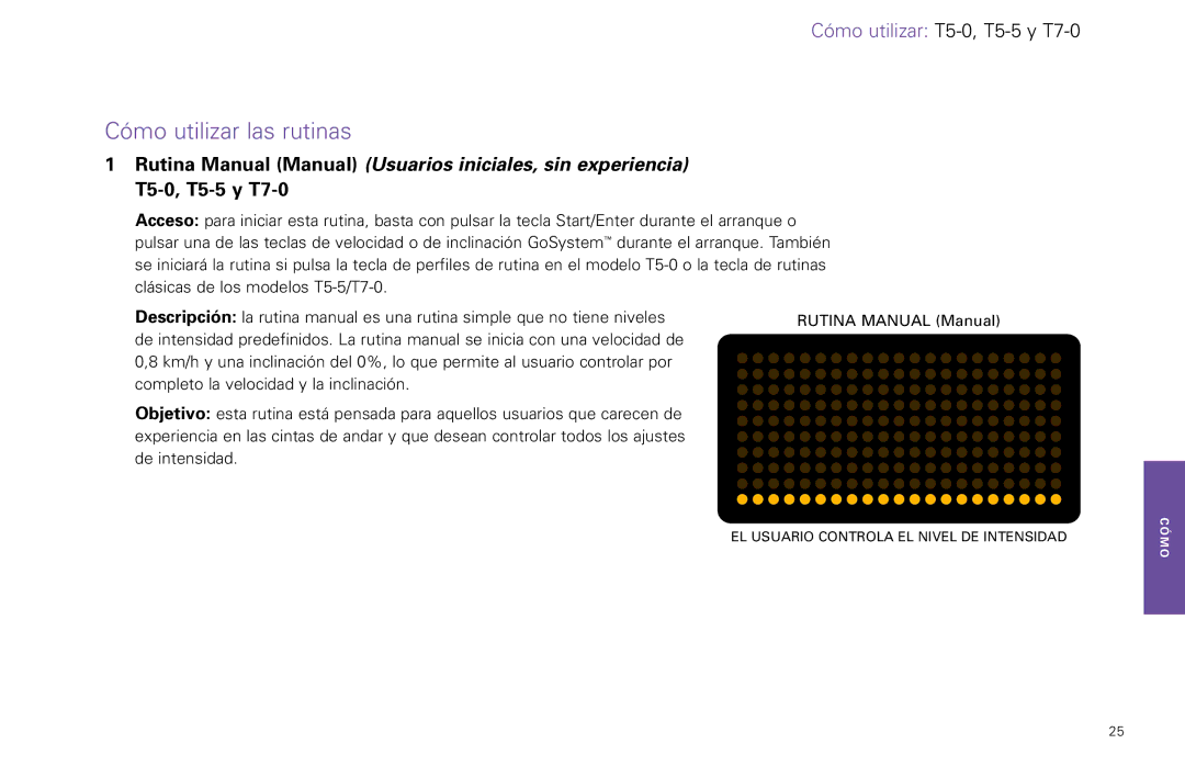 Life Fitness T5-5 y, T7-0.T Series manual EL Usuario Controla EL Nivel DE Intensidad 