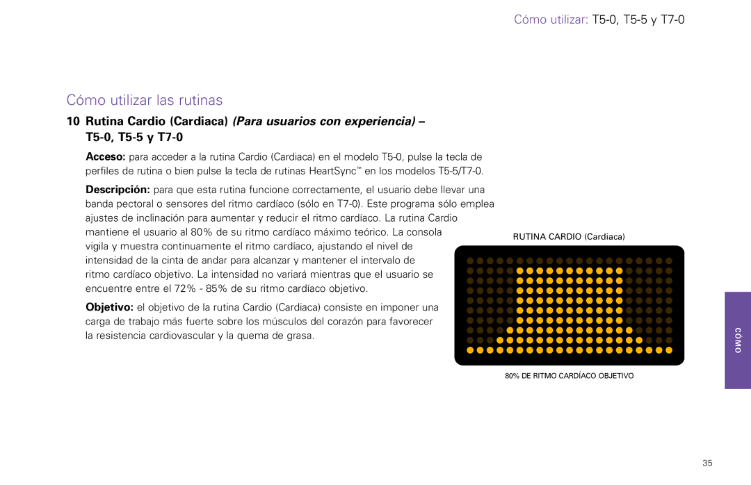 Life Fitness T5-5 y, T7-0.T Series manual Rutina Cardio Cardiaca 