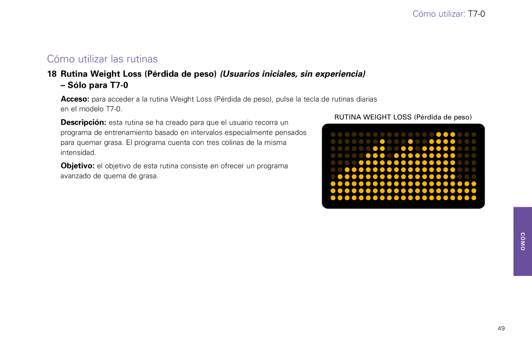 Life Fitness T5-5 y, T7-0.T Series manual Cómo utilizar T7-0 