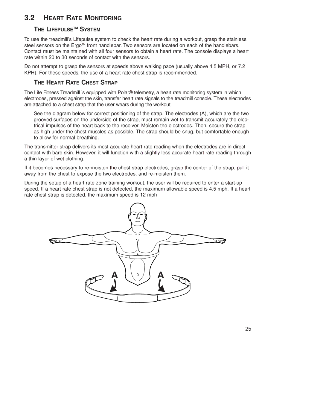 Life Fitness T9E operation manual Heart Rate Monitoring, Lifepulsetm System, Heart Rate Chest Strap 
