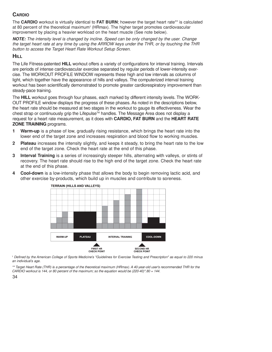Life Fitness T9E operation manual Cardio, Hill 
