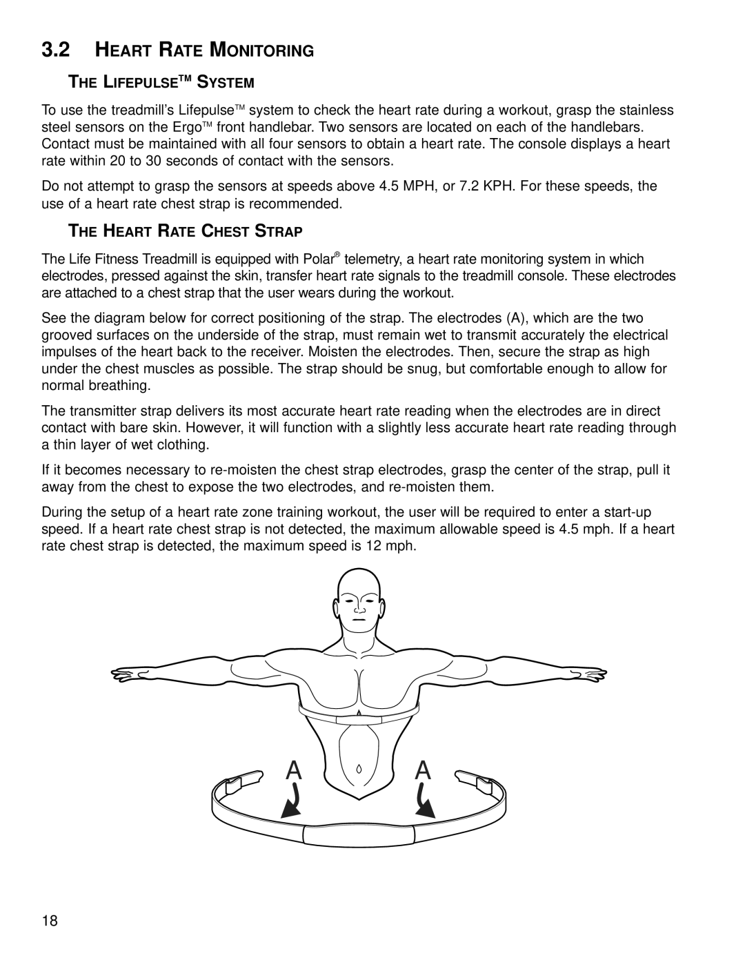 Life Fitness T9i operation manual Heart Rate Monitoring, Lifepulsetm System, Heart Rate Chest Strap 