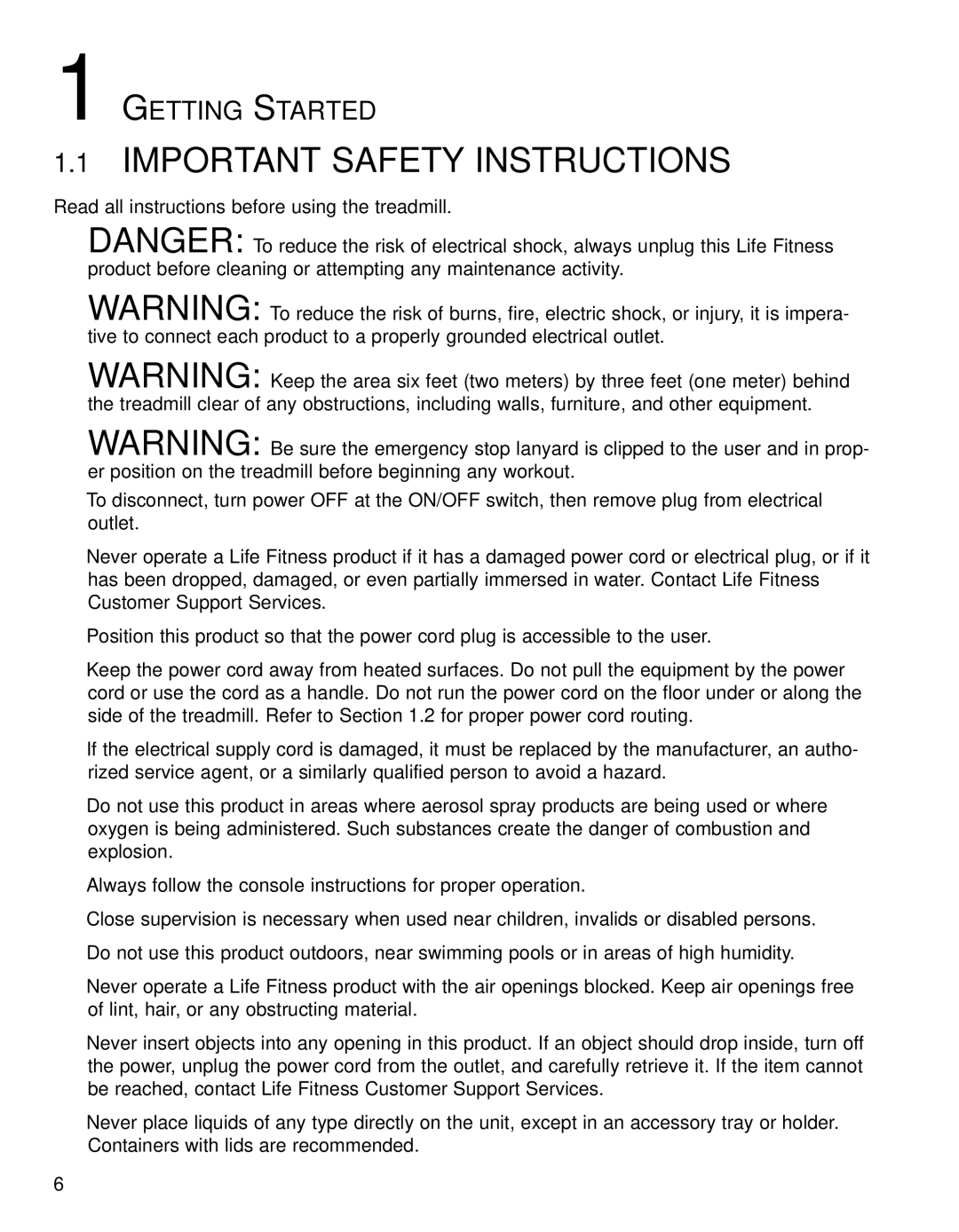 Life Fitness T9i operation manual Important Safety Instructions 