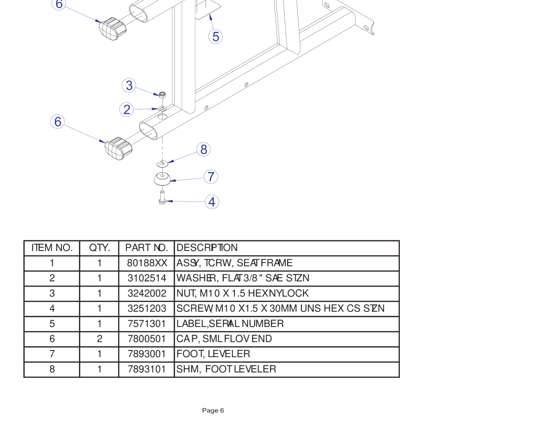 Life Fitness TCRW manual Tcrw Seated ROW Seat Frame Assembly 