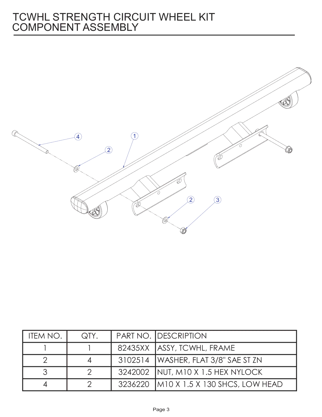 Life Fitness TCWHL manual Tcwhl Strength Circuit Wheel KIT Component Assembly 