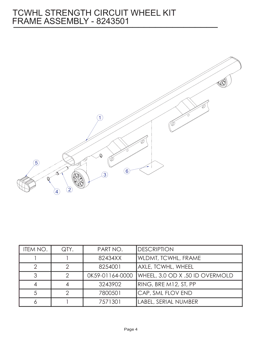 Life Fitness TCWHL manual Tcwhl Strength Circuit Wheel KIT Frame Assembly 