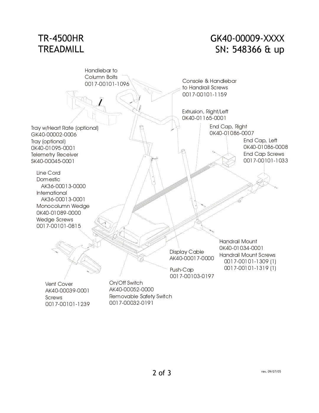 Life Fitness TR-4500HR manual SN 548366 & up 