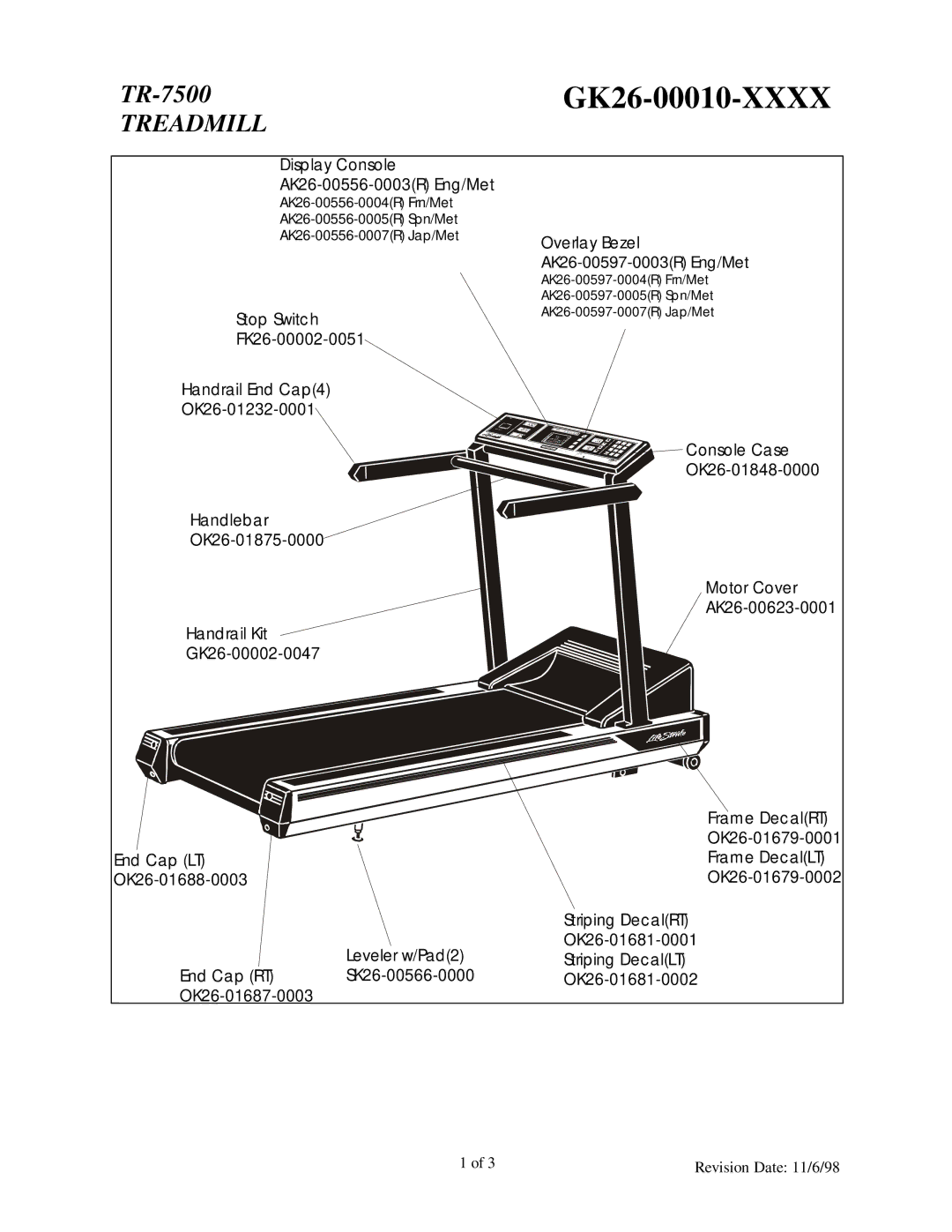 Life Fitness TR-7500 manual GK26-00010-XXXX 