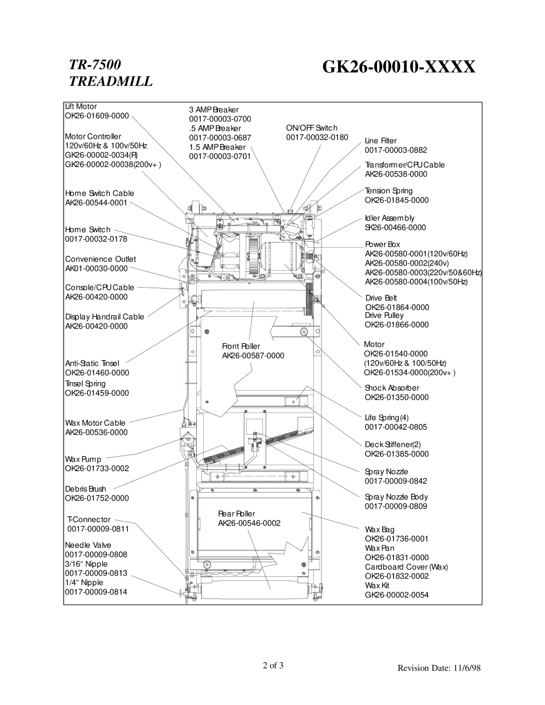 Life Fitness TR-7500 manual Line Filter 