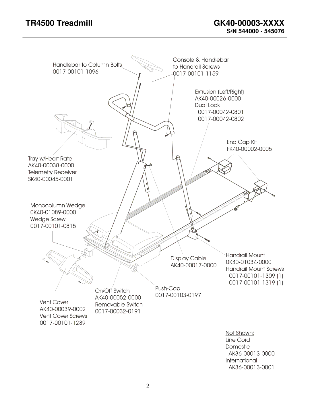 Life Fitness TR4500 manual Extrusion Left/Right AK40-00026-0000 Dual Lock 