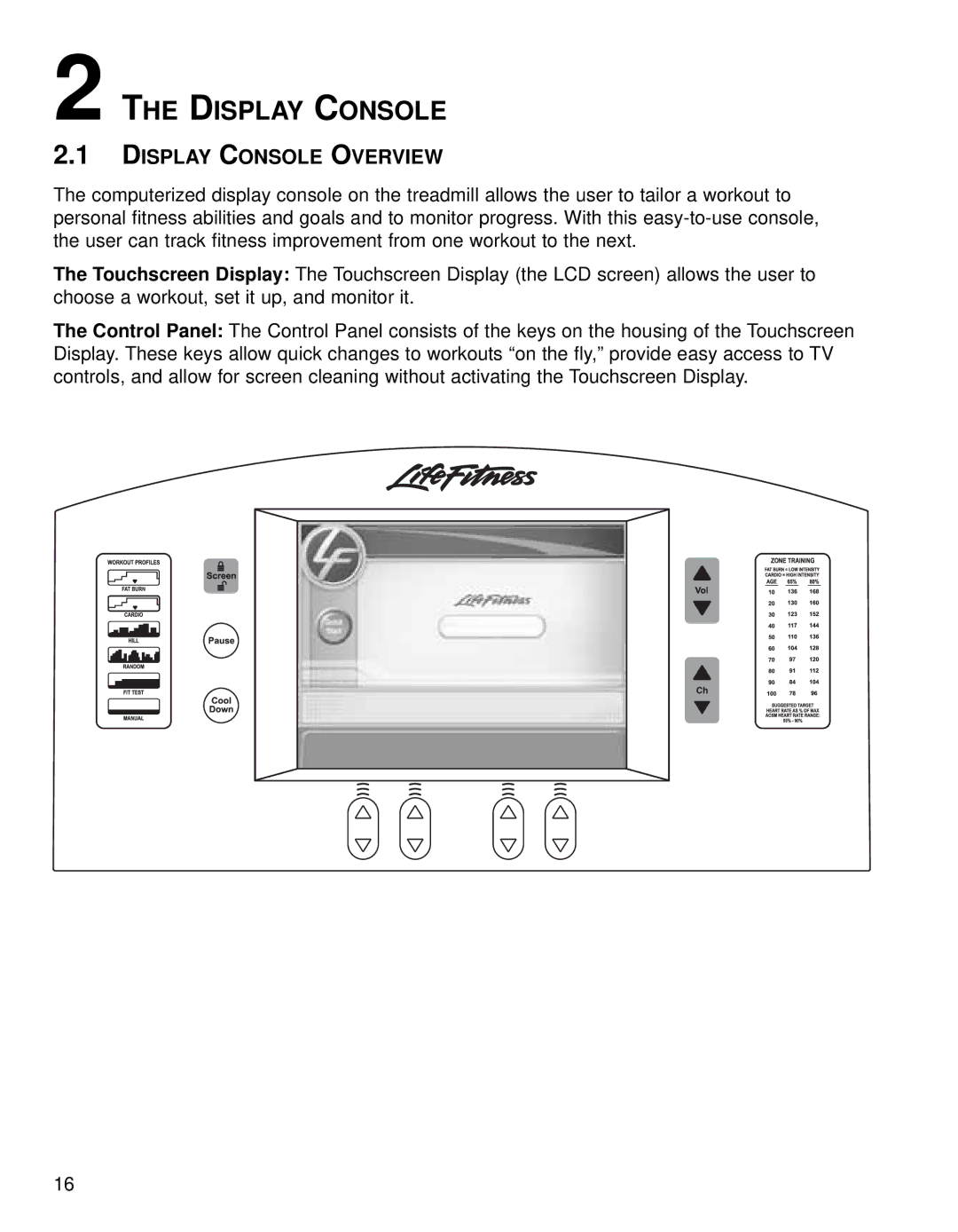 Life Fitness 95TE, Treadmills 97Te operation manual Display Console Overview 