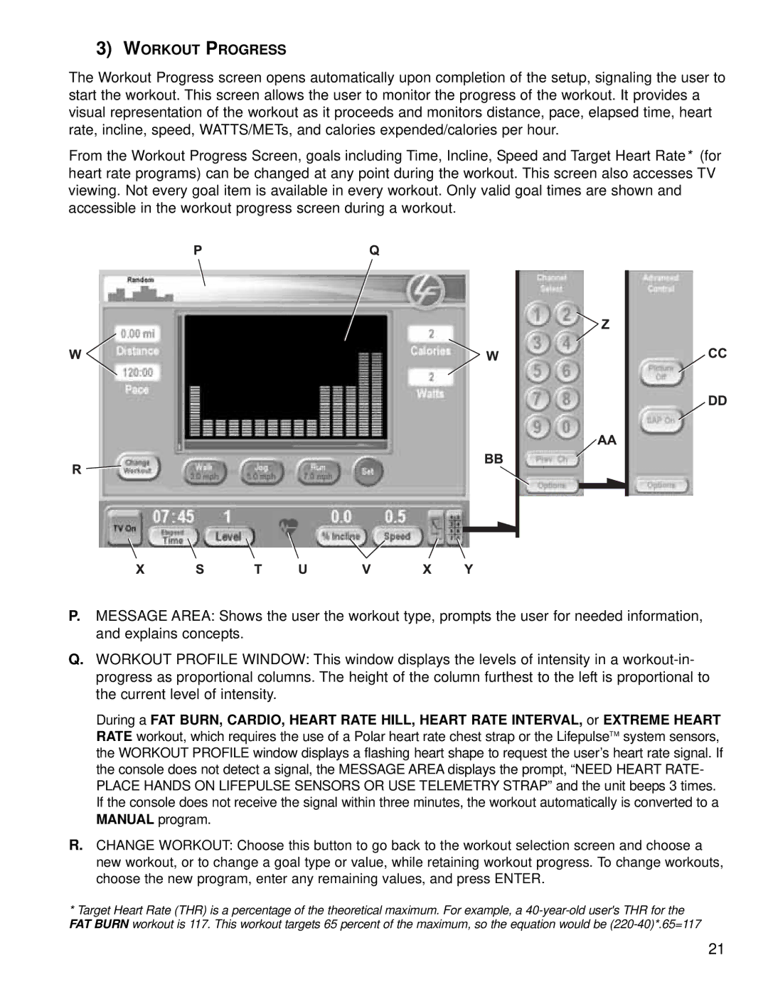 Life Fitness Treadmills 97Te, 95TE operation manual Workout Progress 