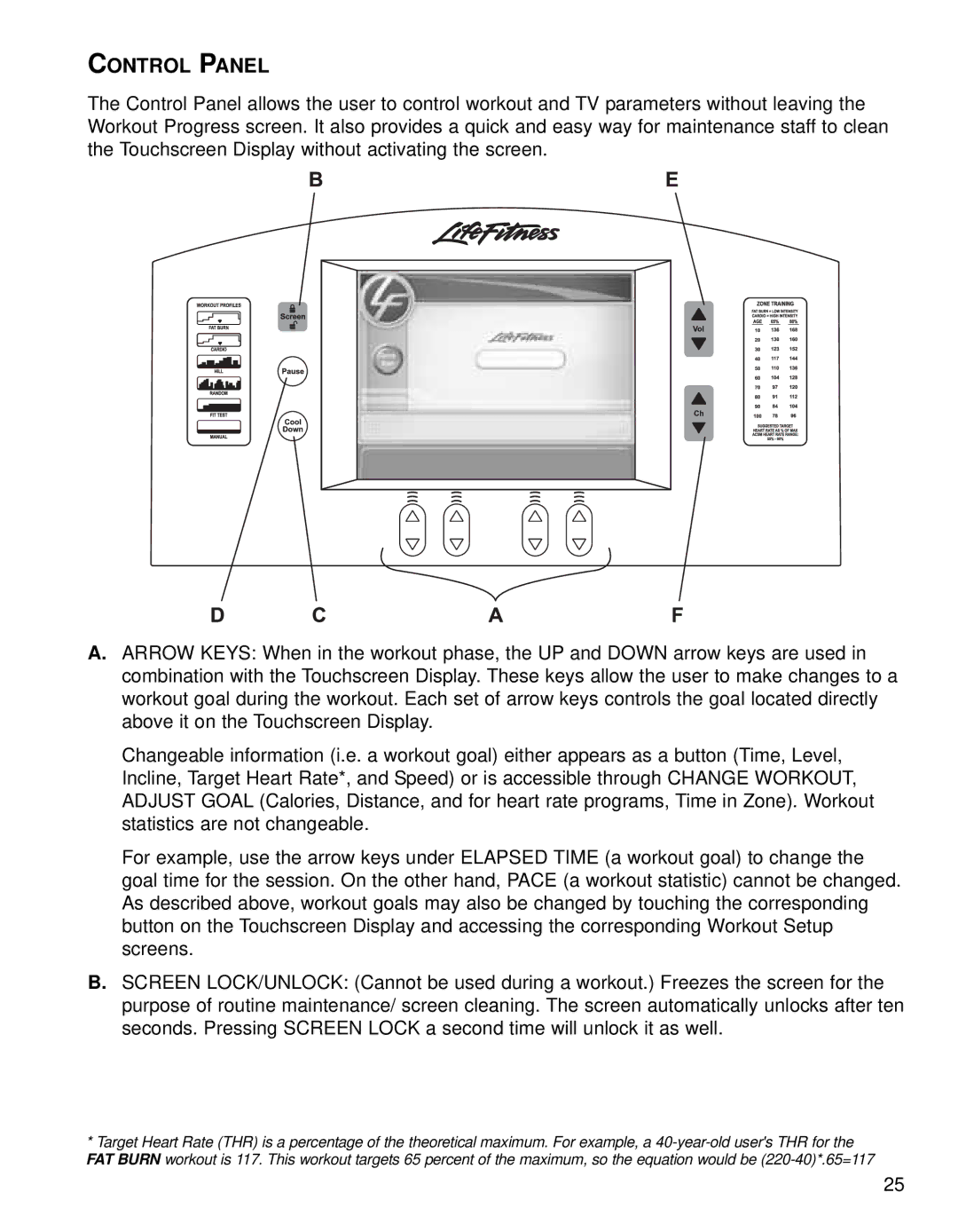 Life Fitness Treadmills 97Te, 95TE operation manual Control Panel 